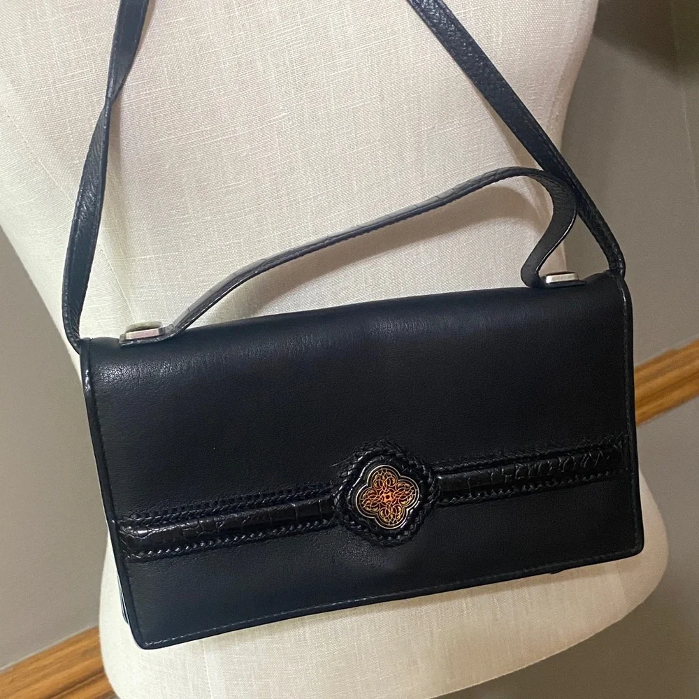Brighton Black Leather crossbody purse wallet